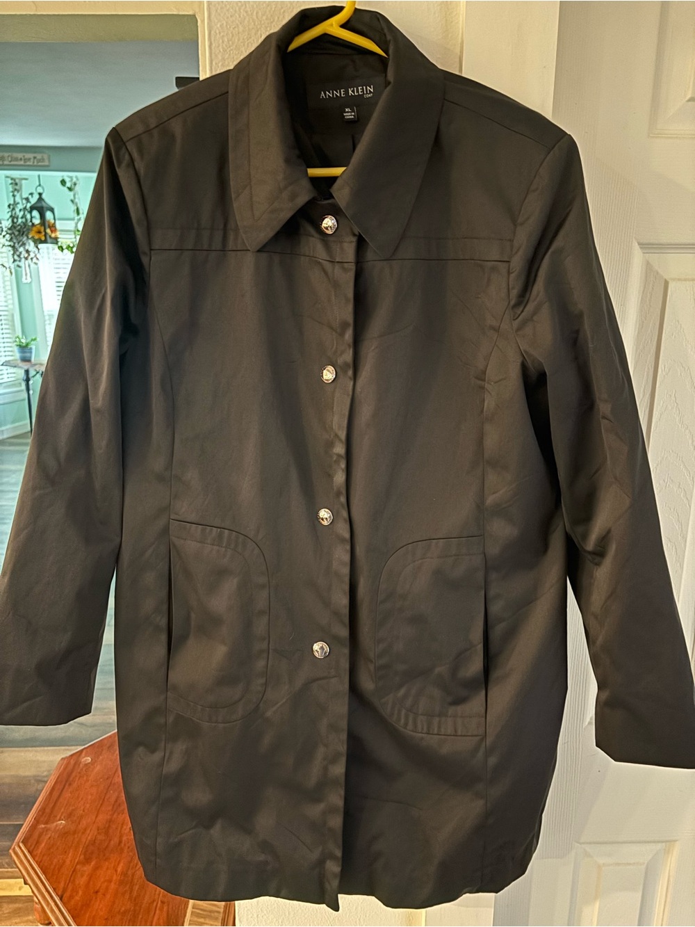 Anne Klein Black Women's Single-Breasted Trench Coat